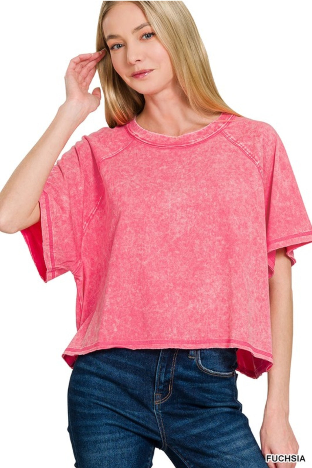 Acid Washed Round Neck Tee