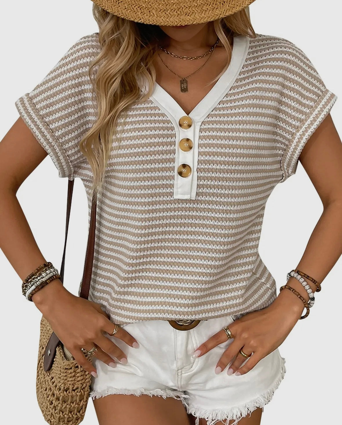 V Neck Striped Top