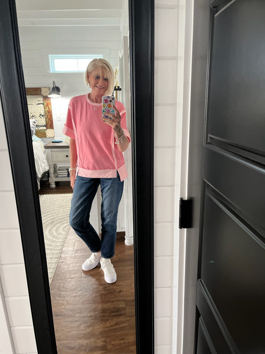 Pink Half Sleeve Top