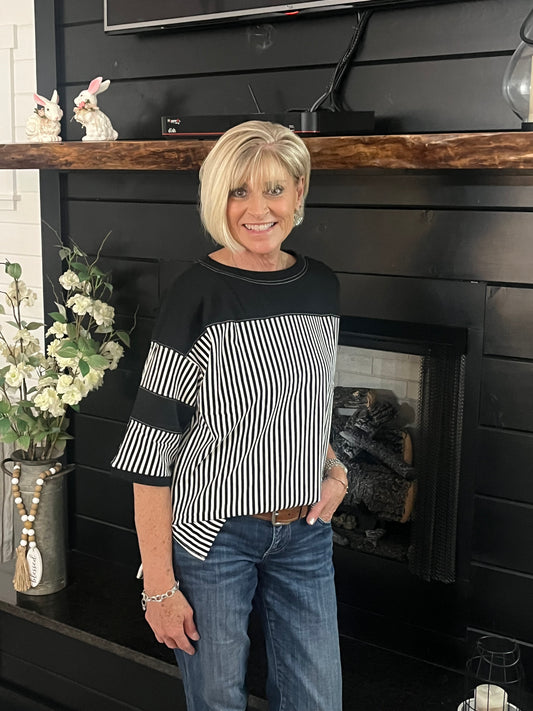 Stripe Patchwork Oversized Tee