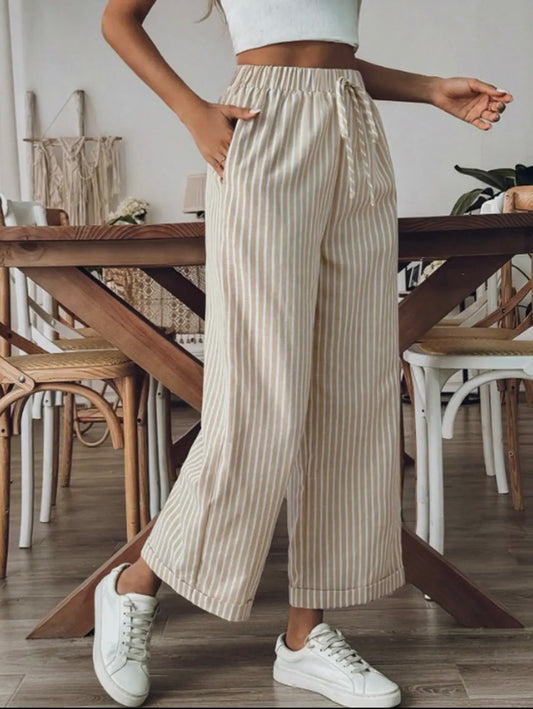 Striped Loose Straight Leg Pants